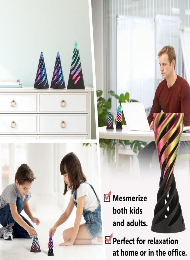 Cucue Pyramid Spiral Cone Toy - Reversible Passthrough Sculpture for Calmness & Relaxation - Impossible 3D Printed Optical Illusion Gadget, Fidget Desk Toy for Kids & Adults - Image 3